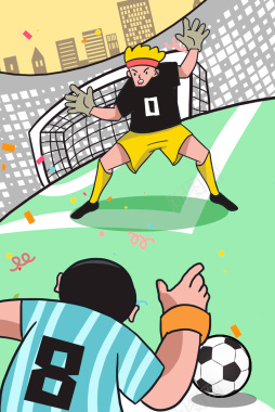 卡通世界杯足球场踢足球背景图背景