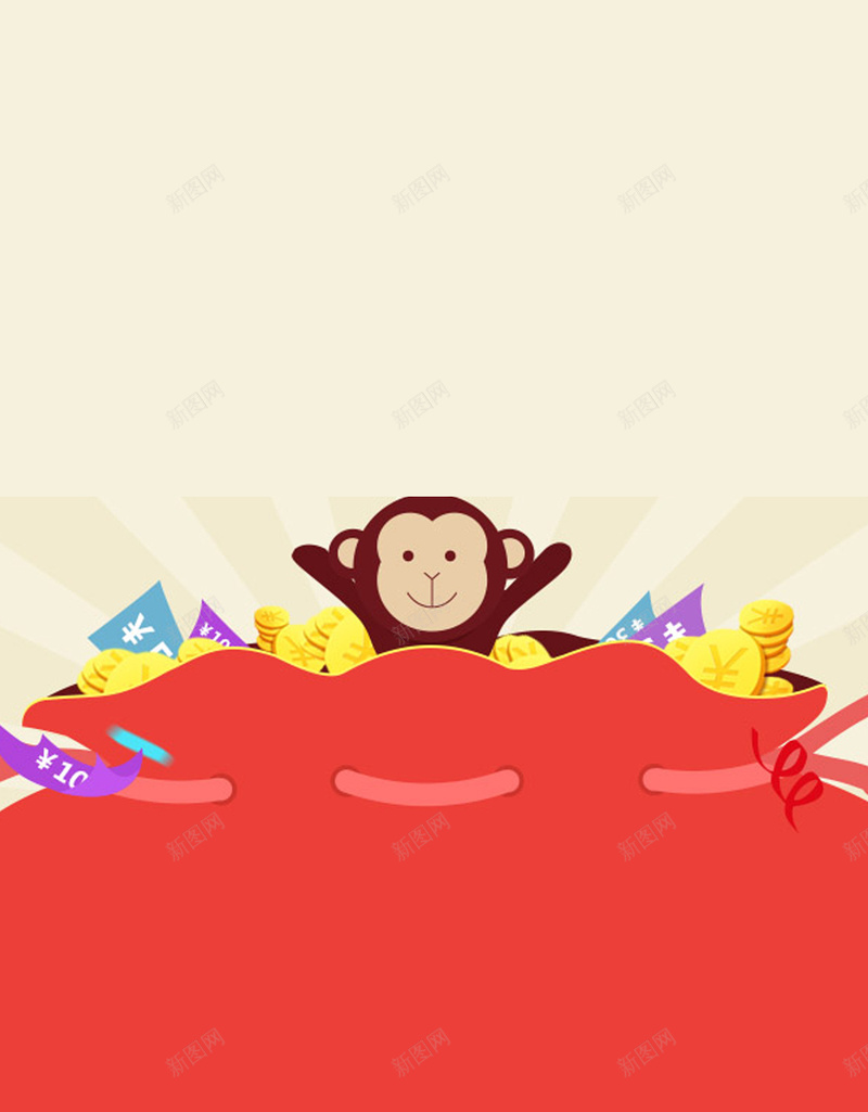 卡通背景jpg设计背景_新图网 https://ixintu.com 红色 钱 金融 猴子 活动 H5 h5 卡通 童趣 手绘
