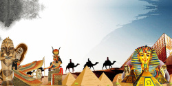 埃及金字塔狮身人面像埃及地标建筑埃及风情旅游海报背景素材高清图片