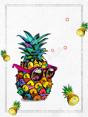 创意卡通可爱水果菠萝促销海报背景背景