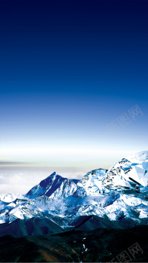 大气蓝色渐变雪山钻石H5背景素材背景