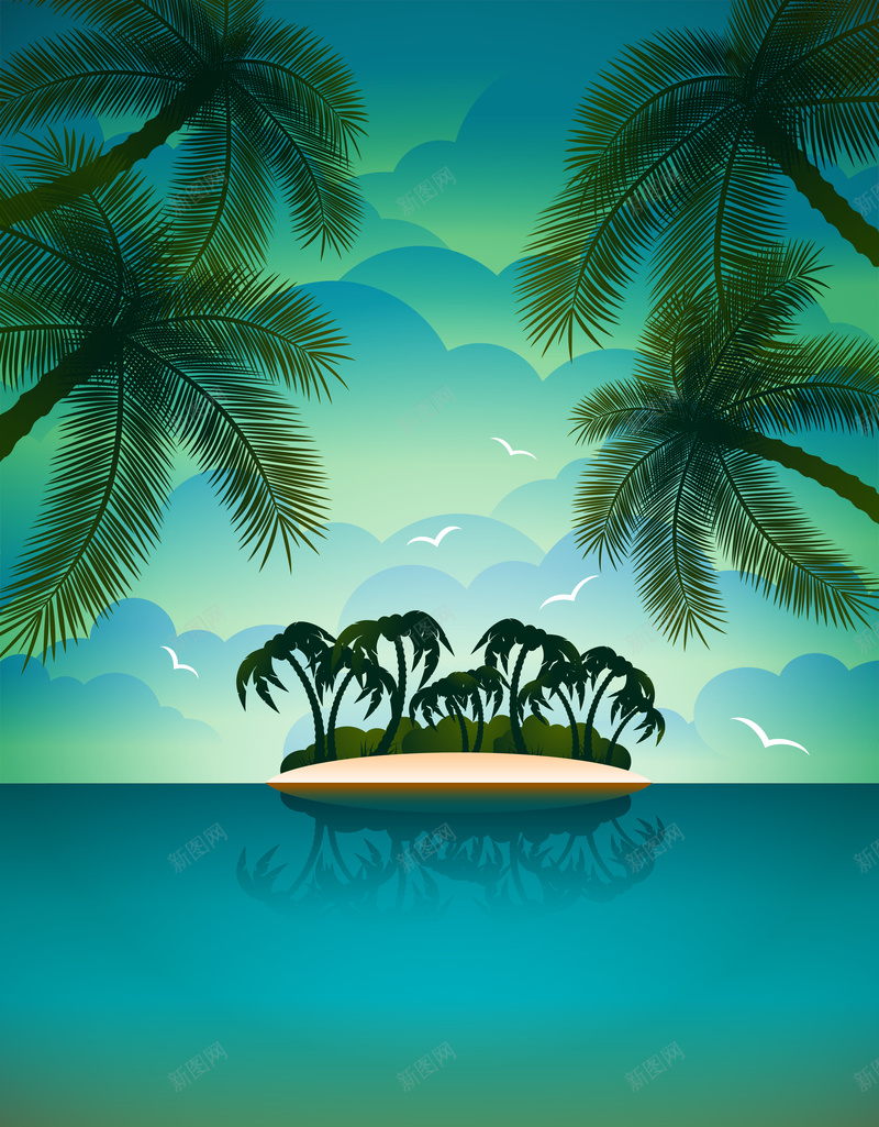 卡通海边沙滩夏日海岛海报背景素材eps设计背景_新图网 https://ixintu.com 卡通 夏日 沙滩 海岛 海边 海报 背景 素材 椰子树