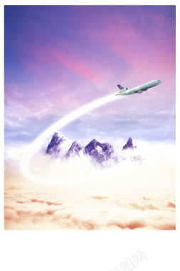 天上云里飞机海报背景背景