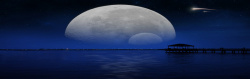 深蓝流星深蓝星空大海流星月球高清图片