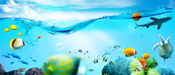 蓝色海底世界梦幻海底世界背景高清图片