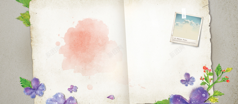 手绘花卉海报psd设计背景_新图网 https://ixintu.com 羊皮卷 手绘 照片 简洁 花卉 海报banner 卡通 童趣