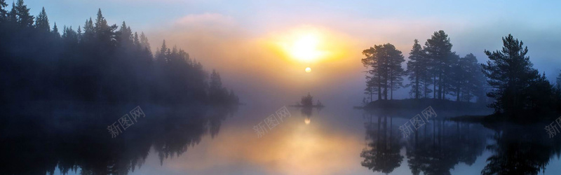 简洁大气的湖面日出jpg设计背景_新图网 https://ixintu.com 海报banner