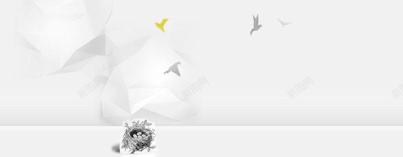 创意背景jpg设计背景_新图网 https://ixintu.com 白色 折纸 鸟 海报banner 卡通 童趣 手绘