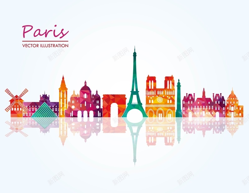 巴黎地标建筑模板jpg设计背景_新图网 https://ixintu.com 城市建筑海报 埃菲尔铁塔 巴黎 建筑 手绘
