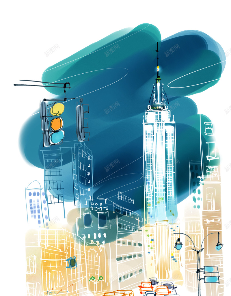 城市插画海报背景jpg设计背景_新图网 https://ixintu.com 城市 天空 手绘 插画 车子 卡通 童趣