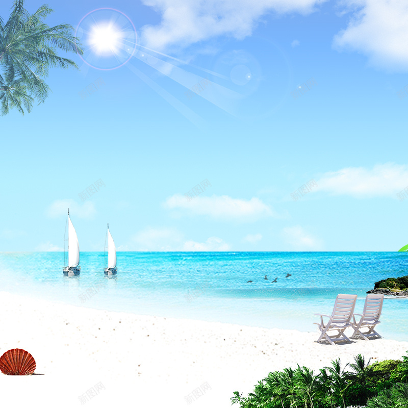 夏季海边主图psd设计背景_新图网 https://ixintu.com 夏季 海边 躺椅 主图