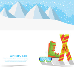 滑雪工具滑雪工具卡通背景素材高清图片