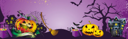 紫色蝙蝠紫色梦幻卡通万圣节活动促销banner高清图片