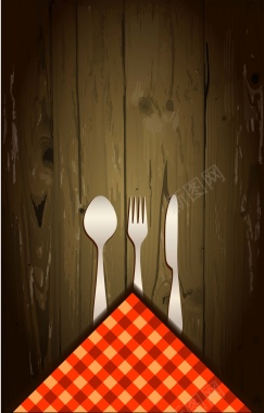 木桌上的餐具背景素材背景