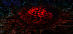 红色岩石科幻红色手指岩石山脉火山高清图片