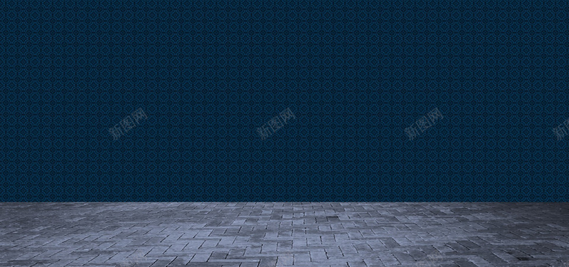 阴暗深蓝色房间格子砖背景背景