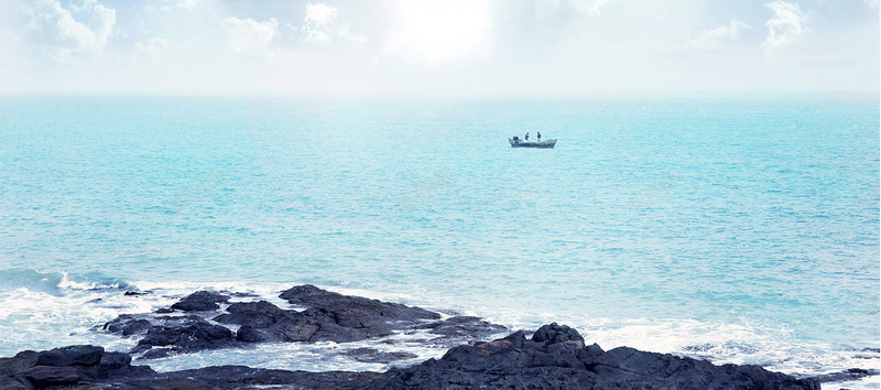 海边船只背景bannerpsd设计背景_新图网 https://ixintu.com 海平面 大海 天空 海边 船只 岩石 全屏背景 banner