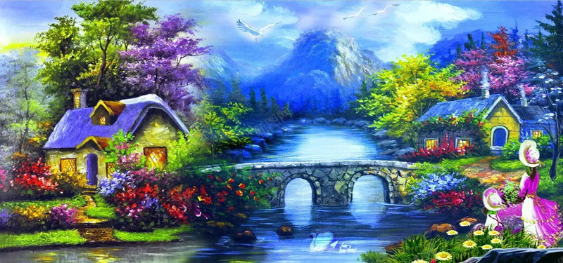油画风景背景