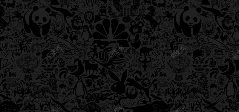 黑色动物jpg设计背景_新图网 https://ixintu.com 黑色 动物 童趣 熊猫 海报banner 卡通 手绘