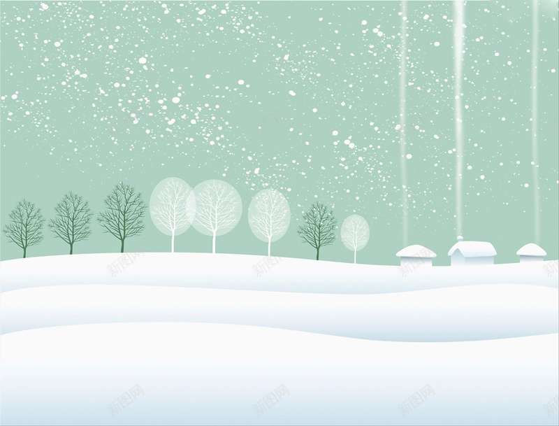 手绘雪插画背景素材jpg设计背景_新图网 https://ixintu.com 房子 插画 风景 树 雪 背景 海报
