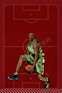 篮球争霸赛红色手绘海报背景