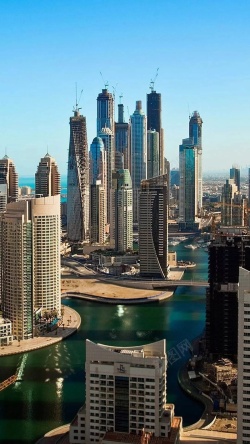 迪拜精英大厦迪拜豪华城市航拍摄影H5背景高清图片