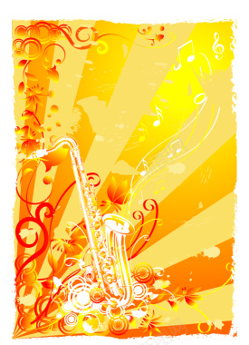 金黄色音乐花纹背景背景