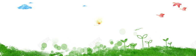 可爱童趣手绘背景psd设计背景_新图网 https://ixintu.com 卡通 可爱 手绘 绿色 鸟 小草 海报banner 童趣