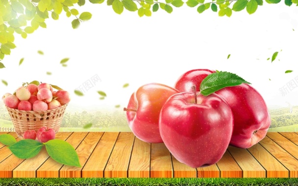 新鲜苹果水果海报背景模板背景