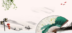 宝贝详情页素材中国风水墨扇子背景高清图片