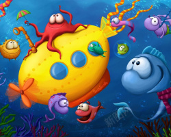 可爱的八爪鱼海底世界可爱动画背景高清图片