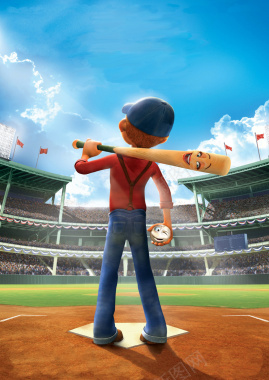 卡通棒球赛场海报背景素材背景