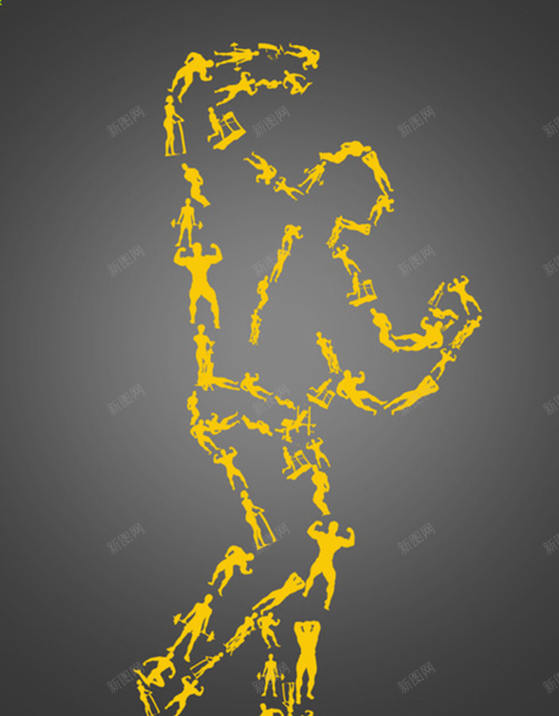 黄色健身轮廓图案背景图jpg设计背景_新图网 https://ixintu.com 健身 强壮 健身房 锻炼 黑色 扁平 渐变 几何