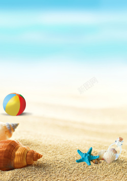 男青年旅游摄影插画夏季海滩风景旅游平面广告高清图片