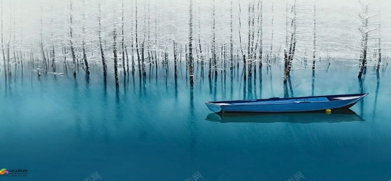 卡通创意树林河流小船背景背景