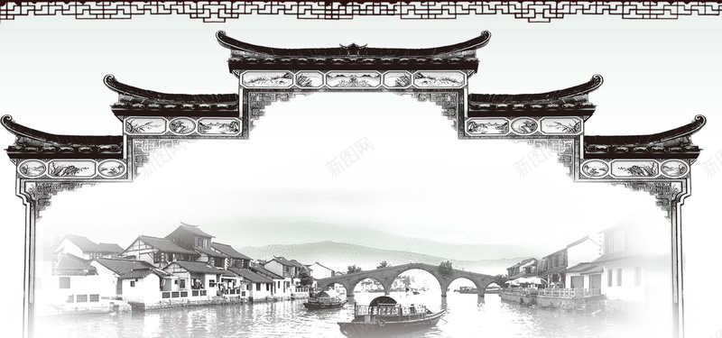 中国风古建筑背景背景