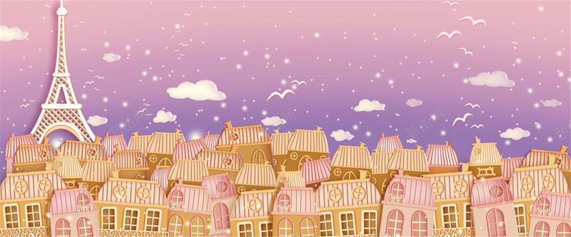 梦幻紫色小镇背景
