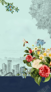城市花卉背景素材背景