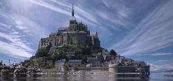 法国的修道院古蒙圣米歇尔哥特堡垒高清图片