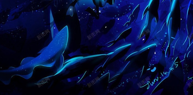 海底海豚插画H5背景jpg设计背景_新图网 https://ixintu.com 海底 海豚 卡通 插画 背景 童趣 手绘