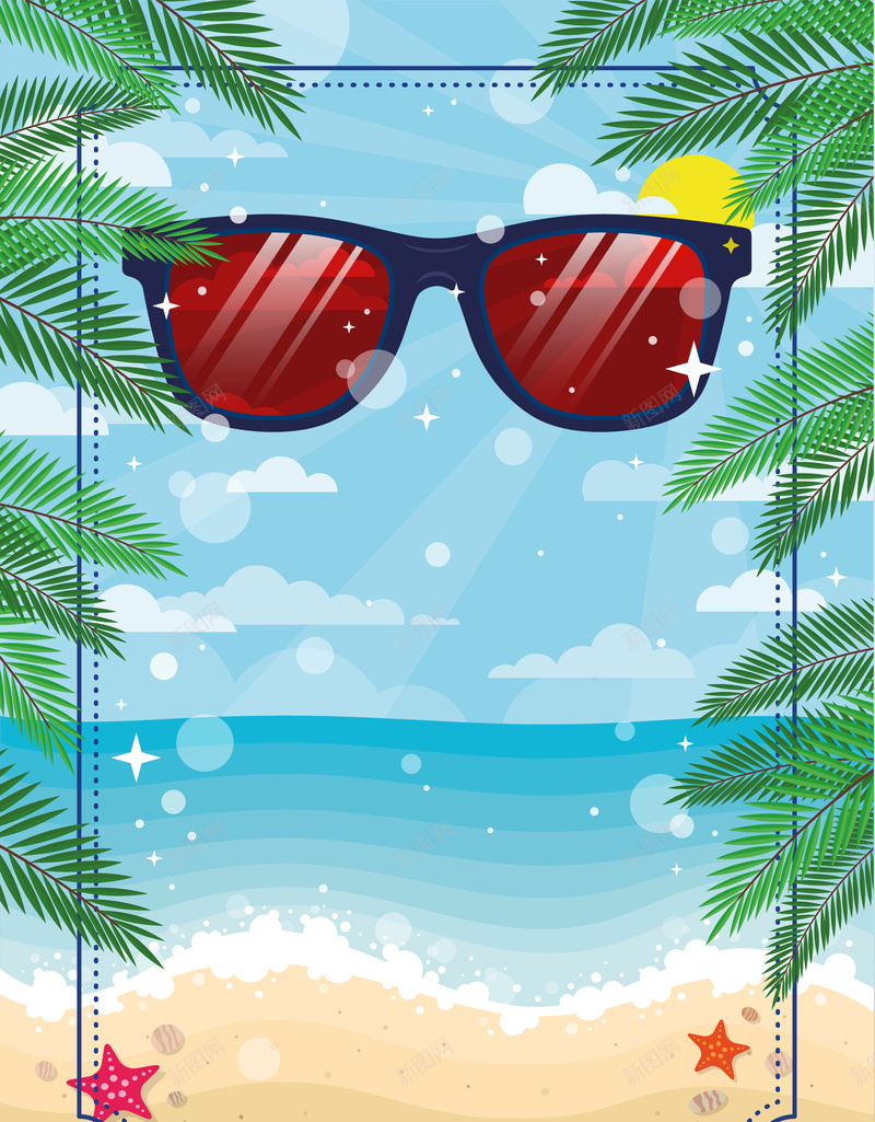 卡通手绘夏季上新棕榈叶海滩度假背景素材eps设计背景_新图网 https://ixintu.com 棕榈叶 上新 卡通 夏季 手绘 海滩 度假 背景 素材