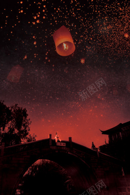 古建筑中元节广告背景背景