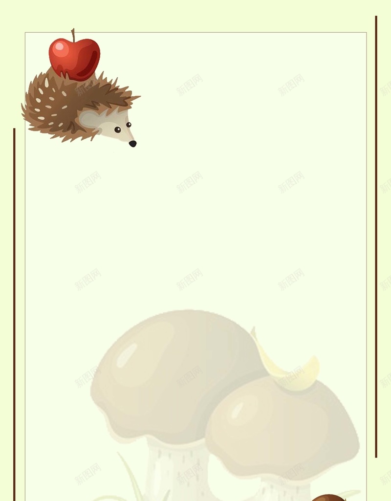 卡通手绘秋季可爱小动物psd设计背景_新图网 https://ixintu.com 小动物 卡通 可爱 手绘 秋季 刺猬 苹果 蘑菇