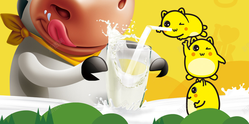 美味好酸奶主题背景jpg设计背景_新图网 https://ixintu.com 酸奶背景 黄色背景 玻璃杯 奶牛 牛奶 动物 卡通 图案