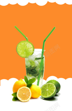 青柠檬汁夏季饮品海报背景素材背景