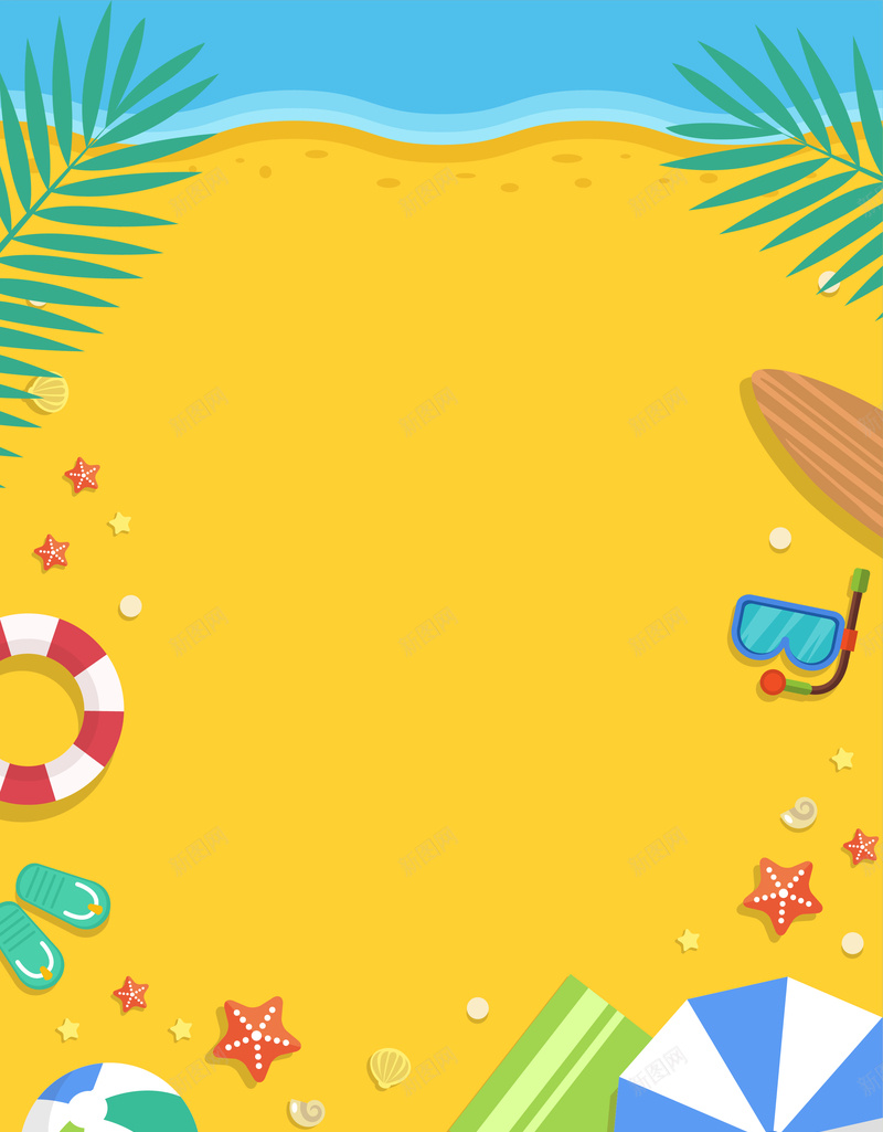 卡通手绘夏季棕榈叶海滩上新背景素材eps设计背景_新图网 https://ixintu.com 棕榈叶 卡通 夏季 手绘 海滩 上新 背景 素材