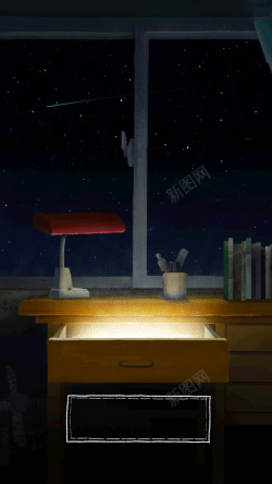 梦幻桌子浪漫夜空背景高清图片