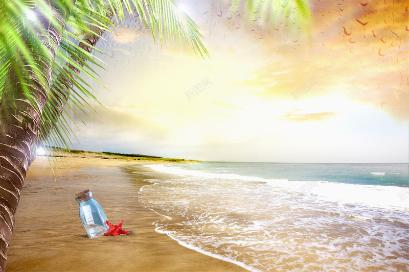 手绘沙滩背景印刷背景jpg设计背景_新图网 https://ixintu.com 简约素材 椰子树 手绘 沙滩 简约 漂流瓶 海水 沙滩素材 印刷背景
