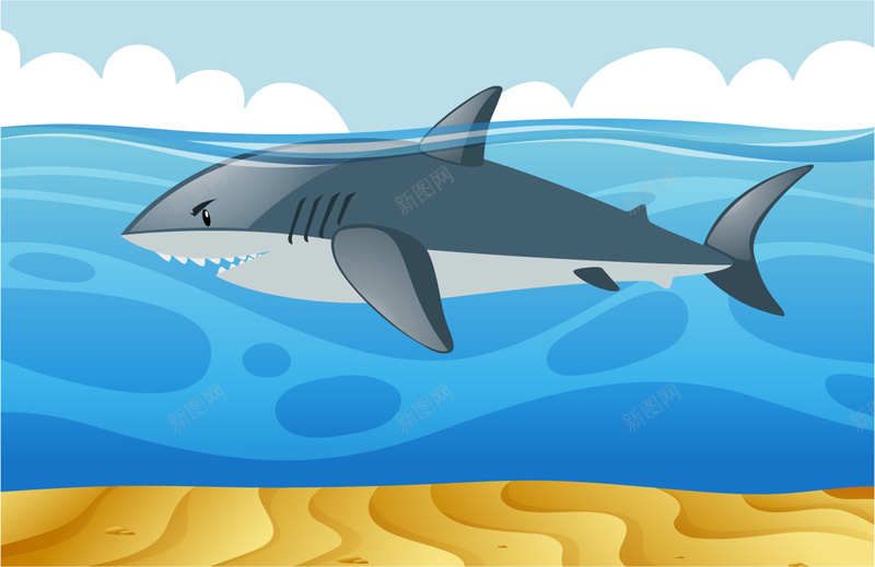 海中鲨鱼背景设计jpg设计背景_新图网 https://ixintu.com 扁平 景观 海水 鲨鱼 海 动物 渐变 卡通 手绘 几何 简约