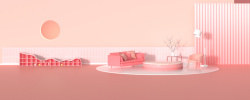 C4D粉红色家居展台背景高清图片